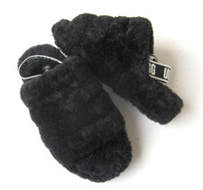 UGG Fluff Yeah Slide Slippers Women  s 8 Black Sheepskin Platform Sandals