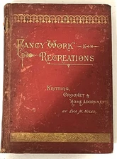 Vintage Antique Book Fancy Work Recreations Knitting Grochet By Eva Niles 1885