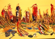 NICE CITY  IMPRESSIONIST  ORIGINAL OIL  PAINTING -ABSTRACT ART IECCCEC3