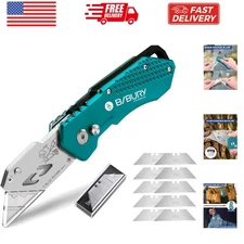 Utility Knife, Heavy Duty Folding Box Cutter, Pocket Carpet Cutter Knife with...