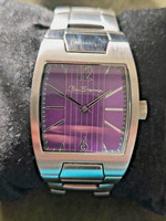 Ben Sherman R781 Mens Watch Silver Tone Purple Dial + New Battery+Box