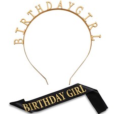 Birthday Headbands, Satin Sash and Tiara Happy Birthday Crown Party Favor Dec...