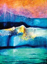 Landscape Painting Moving World over Water 30