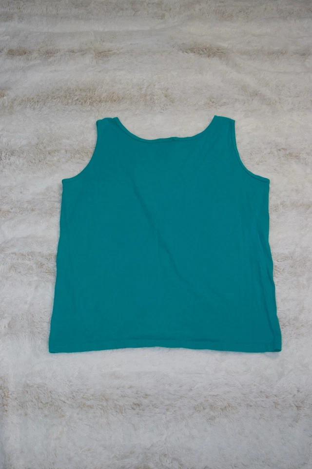 Camiseta sin mangas vintage Hanes Her Way verde azulado hecha en EE. UU. algodón XL 90s Foto 3 de 3