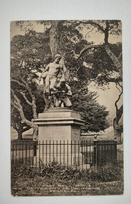 BERKELEY CA POSTCARD FOOTBALL STATUE UNIVERSITY IRON FENCE ALBERTYPE CO. 1920s?