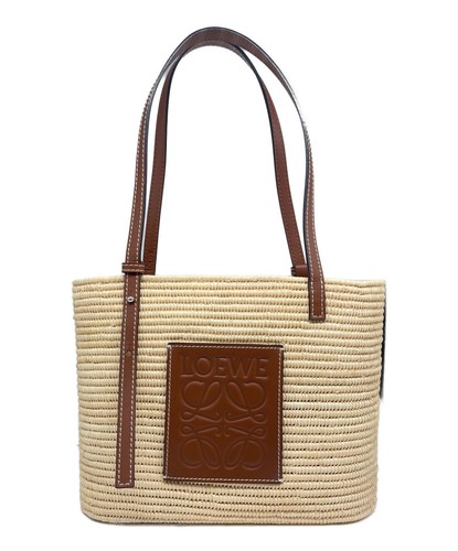 Loewe Basket Bag Handbag Tote bag Square Raffia Anagram A223099X02 Women's Auth