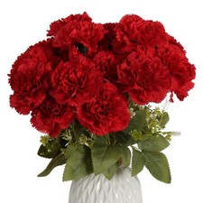 Red Carnations Artificial Flowers 21Heads Silk Carnations with Stems Fake flo...