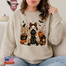 Happy Halloween Black Cat Sweatshirt Spooky Feline Fall Fun