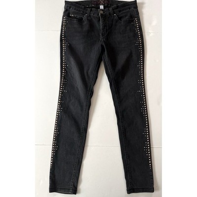  Dream Jeans By MAC Women s Size 40/US 30 Black Skinny Extra Stretchy Studs Rock
