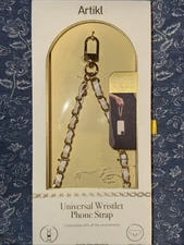 NEW Artikl Wristlet Phone Strap Case White 30 Gold Universal Mate Hands Free