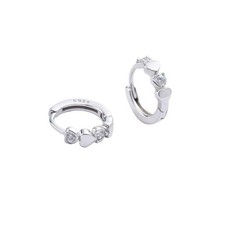 Double Love Heart Cubic Zirconia Sleeper Small Hoop Earrings for Women Teen G...
