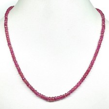 Natural Mozambique Ruby Necklace 3-5mm Faceted Beads 925 Silver Clasp 18 Inch