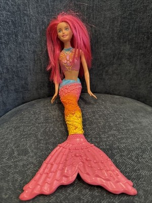 2016 Barbie Dreamtopia Rainbow Fashion Mermaid Doll Pink/Red Hair DHM47 Used