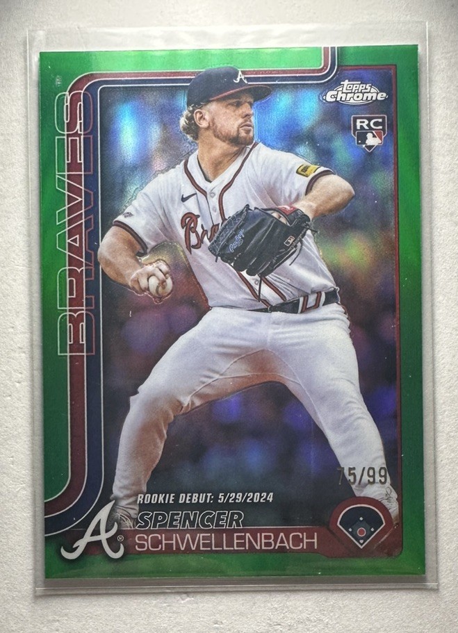 2025 Topps Chrome Update - Spencer Schwellenbach - #USC132 Green /99 - Braves