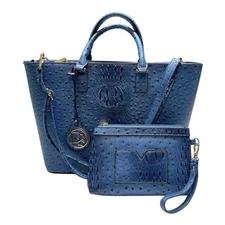 Dasein Women’s Ostrich Faux Leather Shoulder Satchel Tote Handbag Purse