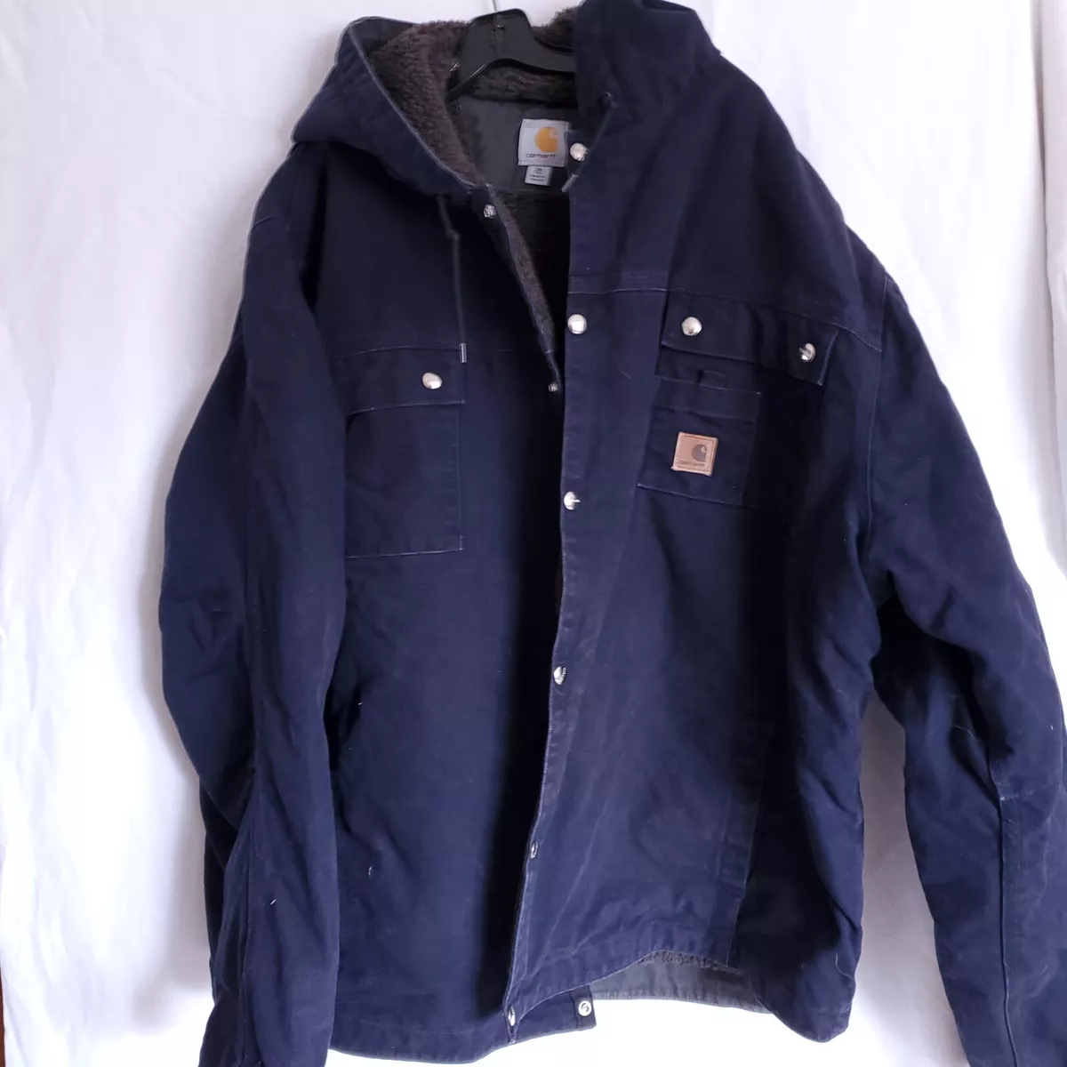 Carhartt men's sherpa lined sandstone hooded multi pocket jacket cheap j284
