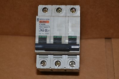 MERLIN GERIN MULTI 9 C60N 15A TYPE C 480V 3 POLE CIRCUIT BREAKER  