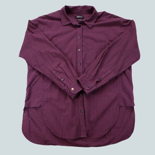 MADEWELL Plus Poplin Side-Panel Dolman Button-Up Shirt Stripe Oversized Size S - Picture 5 of 16