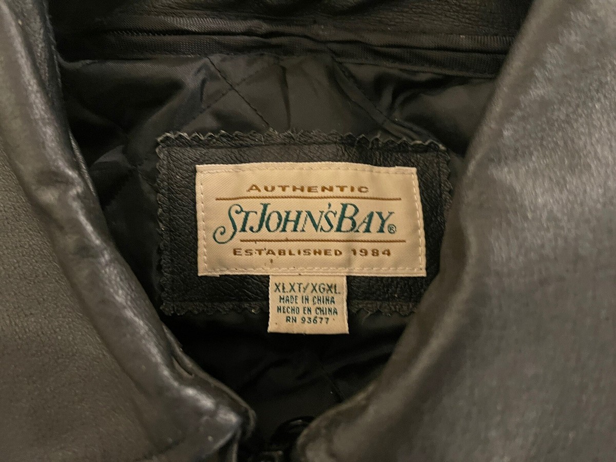 St John's Bay Black Leather Bomber Jacket XLT | eBay St John's Bay Black Leather Bomber Jacket XLT | eBay