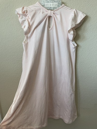 Pink Striped Unicorn Sequin Hearts Ruffle Cap Sleeve T Shirt Swing Dress Size 10 - Picture 4 of 5