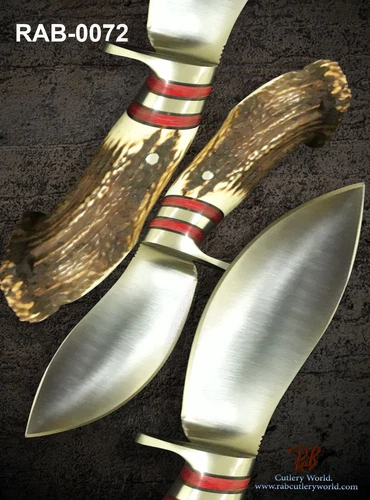 RaB Custom Handmade 1/4" D2 Tool Steel Nessmuk Knife With Stag Antler Handle