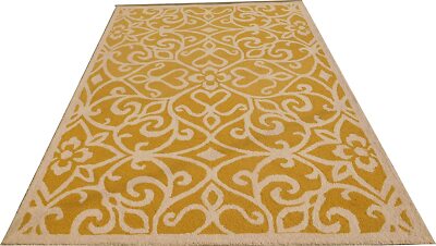 Handmade Hand Tufted Woolen Carpet Thick Yellow & White Style Carpet & Rug Size
