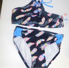 GIRLS O'RAGEOUS SUPER CUTE 2 Piece Bikini Set Black Pink Floral Size 8