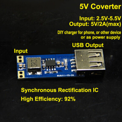 DC-DC 2.5V-5V 3V 3.7V to 5V 2A USB Step Up Converter USB Charger Power Supply