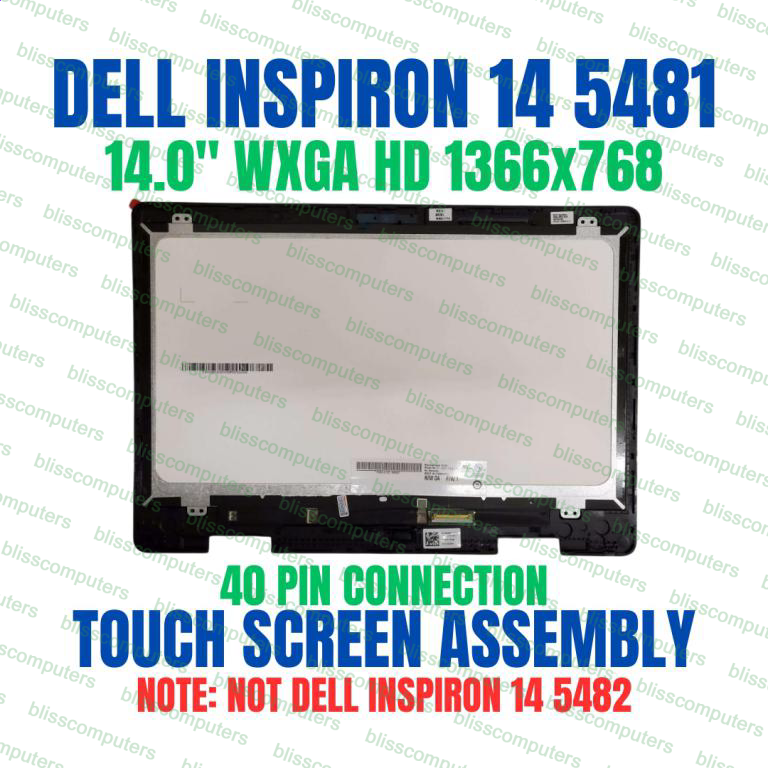 B140XTB02.0 H5GW1 6V6P0 OEM Dell LCD 14 Touch Digitizer 14 5481 P93G eDP 40 Pin