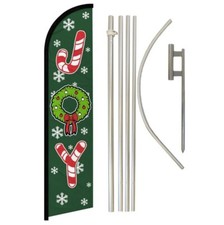 Joy Candy Cane Advertising Windless Banner Flag  Flag Pole Kit  Ground Spike