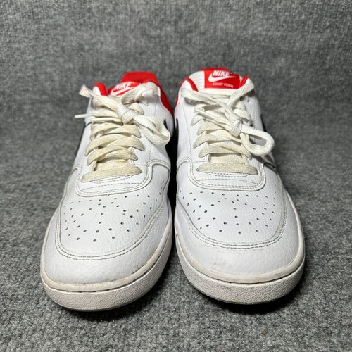 Nike Court Vision Low DH0851-100 Men's US 10.5 Sneakers White Red Leather Shoes - Picture 2 of 9