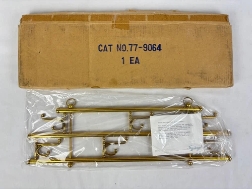 New Vintage Spiegel Hanging Brass Hook Rack Two Tier 7 Swivel Hooks 22"
