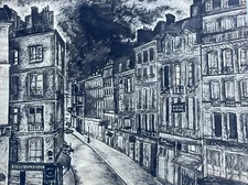 ANTIQUE PAINTING 1929 LISTED JO CAIN PAINTED ONSITE EUROPE TRAVELS STREET CITY