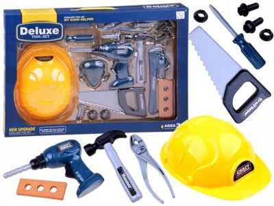 MARKENLOS Werkzeuge Kinder mit Helm Bohrmaschine Schraubendreher Kinder Bau Werkbank JO