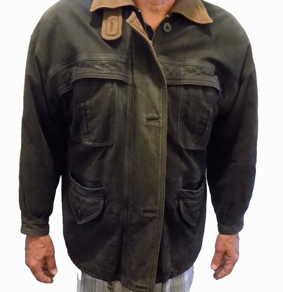 Burberry Prorsum Nappa Black Tan Soft Leather Coat Jacket sz M vtg Thinsulate