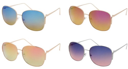 Women Round Sunglasses Oversized Metal Rose Gold Silver Fashion Gafas Shade - 第 1/8 張圖片