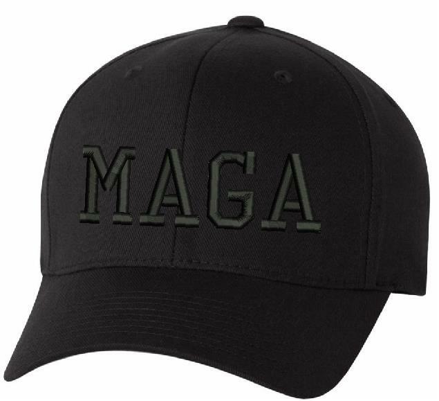Make America Great Again Flex Fit Black Hat BLACKOUT MAGA WITH