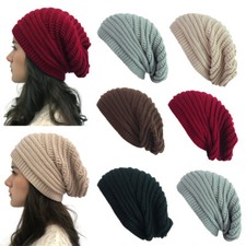 Fashion Women Men Winter Crochet Slouch Hat Knit Beanie Baggy Warm Ski Cap