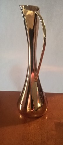 Leonard Japan brocca Ewer tono oro 7" vaso bocciolo metà secolo arte moderna metallo - Foto 7 di 16