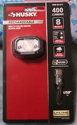 Husky Rechargeable 400 Lumen Multi-Color Micro Headlamp w USB Cable ...