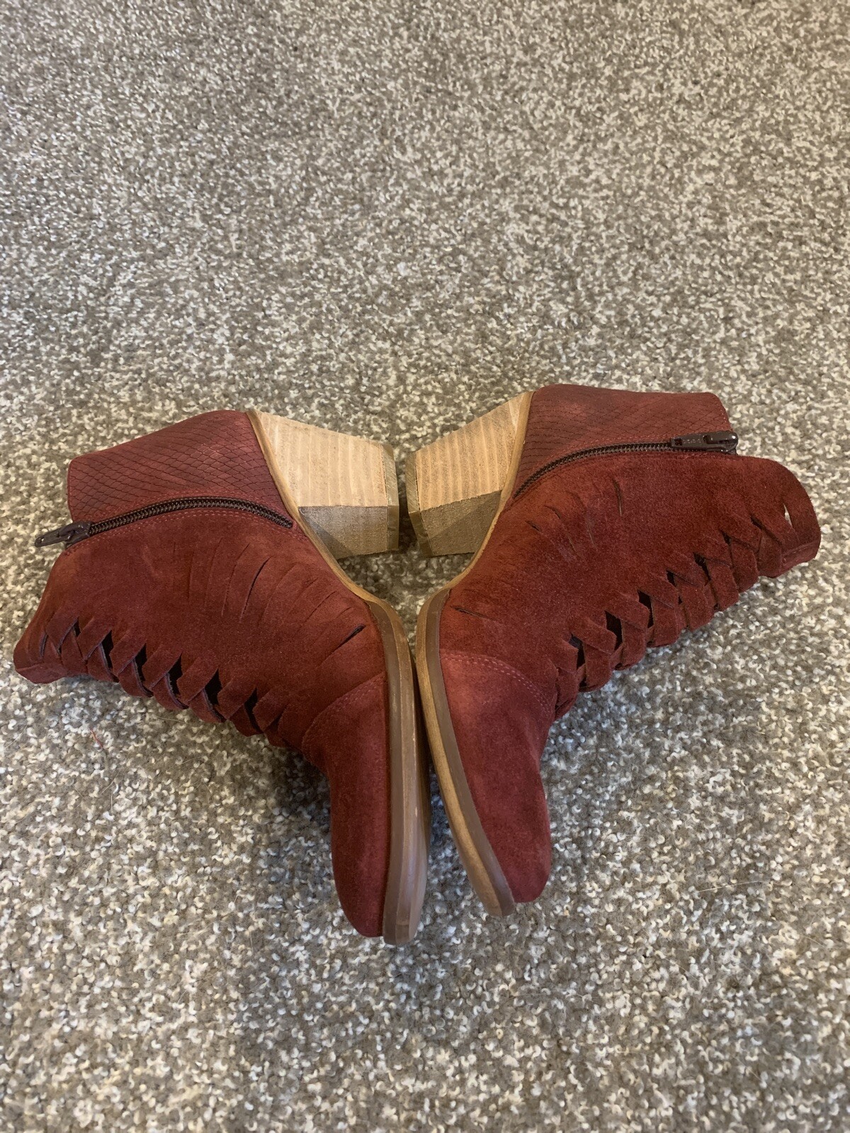 Free People Loveland Red Suede Ankle Booties Boots Si… Gem