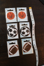 Set of 6 Simplicity Iron On Sports Balls Appliques Football Soccer Basketball