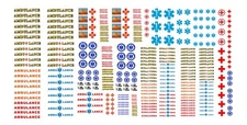 1:64 scale model ambulance waterslide decals