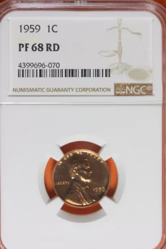 1959- NGC 1C PF68 RD LINCOLN MEMORIAL CENT #B41158