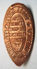 EAGLE SCOUT - Austin Bennett California 2017 -- elongated copper penny