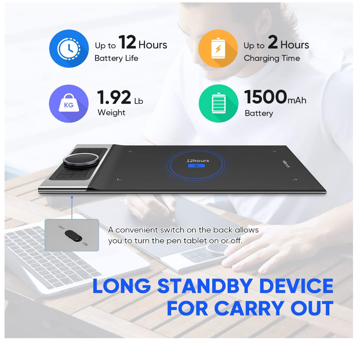 XPPen Deco Pro MW Bluetooth Graphics Tablet 11×6 Inches Wireless Drawing Tablets