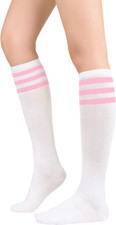 Womens Athletic Knee High Socks Outdoor Sport Thigh High Stockings Casual Stripe