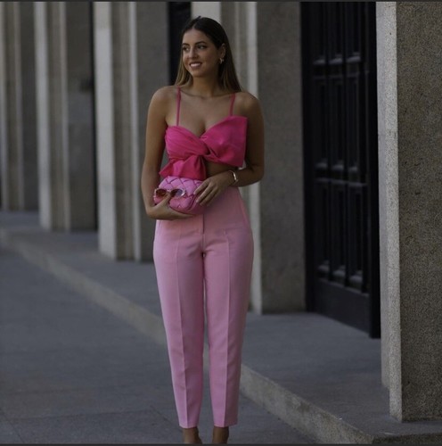 ZARA WOMAN New With Tag HIGH-WAISTED PANTS TROUSERS PINK BUBBLE GUM XS |  eBay