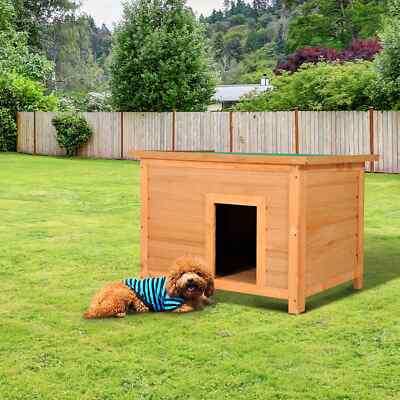 Wooden Dog Cat Kennel Outdoor House Winter Warm Den Weather