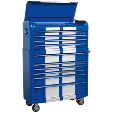 Sealey Premier Retro Style Wide 10 Drawer Roller Cabinet and Tool Chest Blue / W